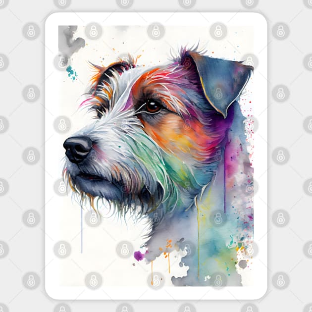 Jack Russell Terrier Dog Portrait with Rainbow Colors Sticker by designs4days